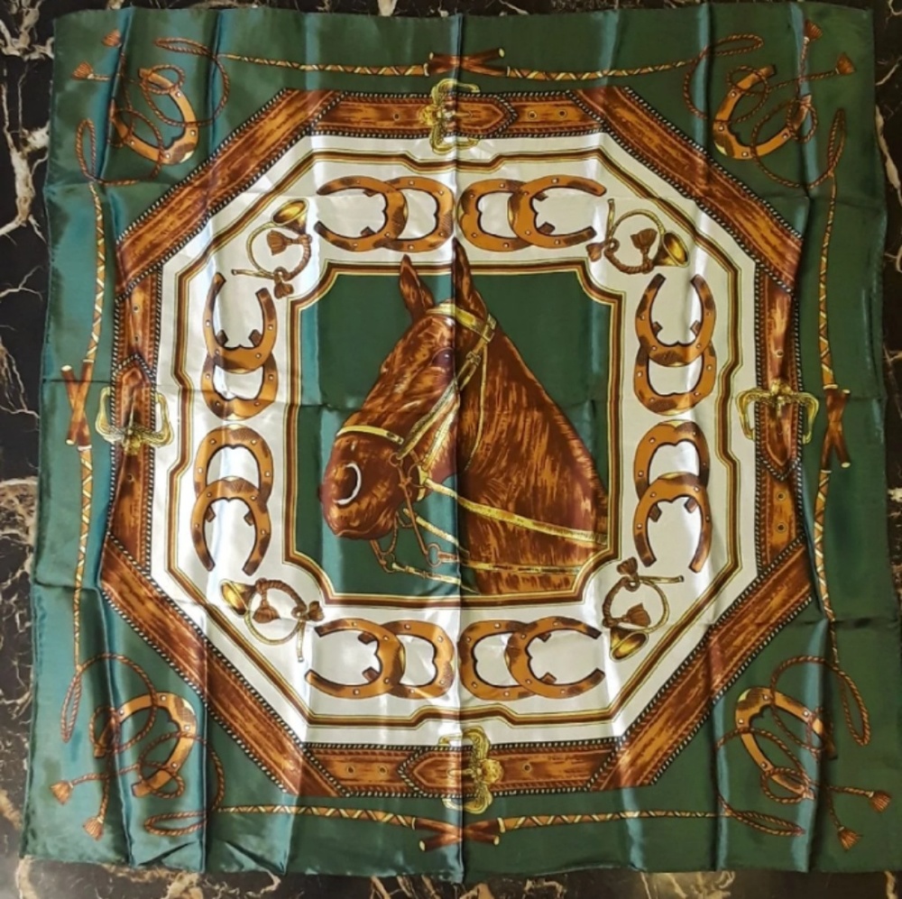 Vintage Scarf Horse Hand Printed